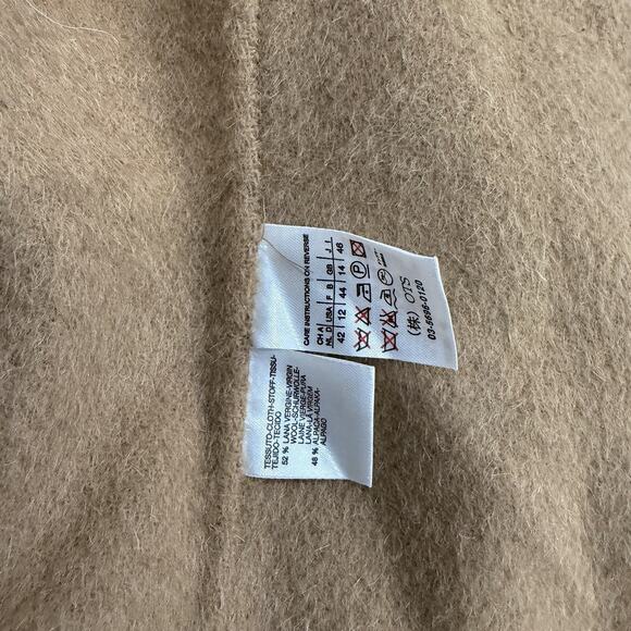 Max Mara Cucito A Mano Size 12 Houndstooth Alpaca Wool Coat Jacket Black Beige - Picture 9 of 10